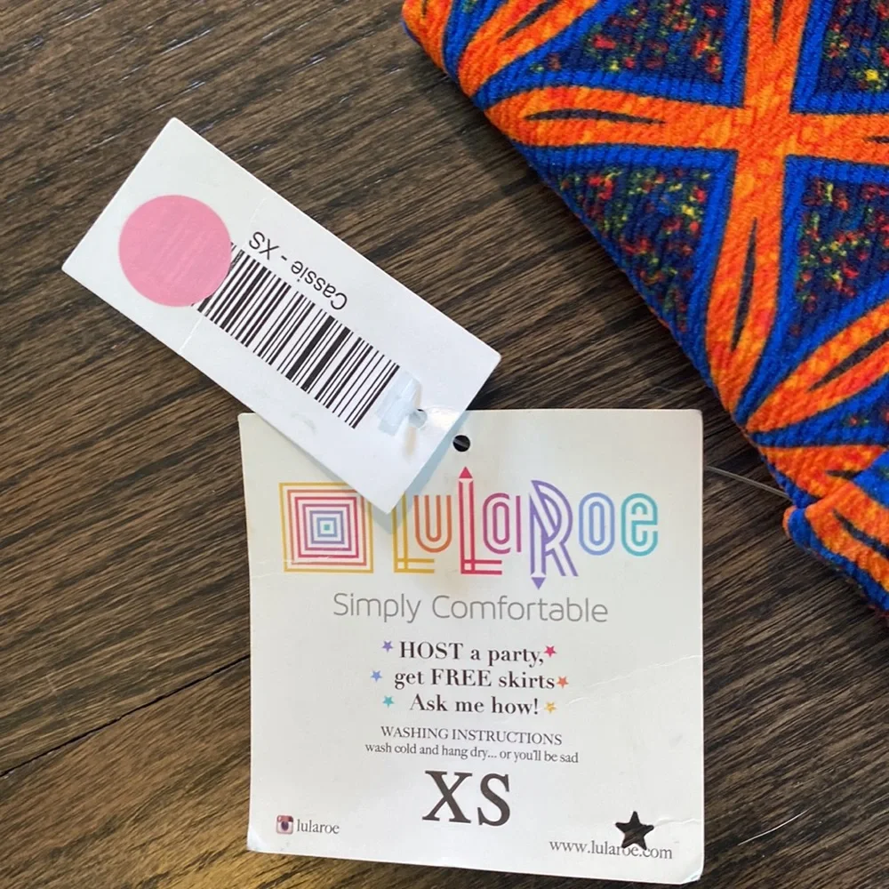 LuLaRoe Cassie Skirt Blue Orange Geometric XS NEW NWT Stretchy